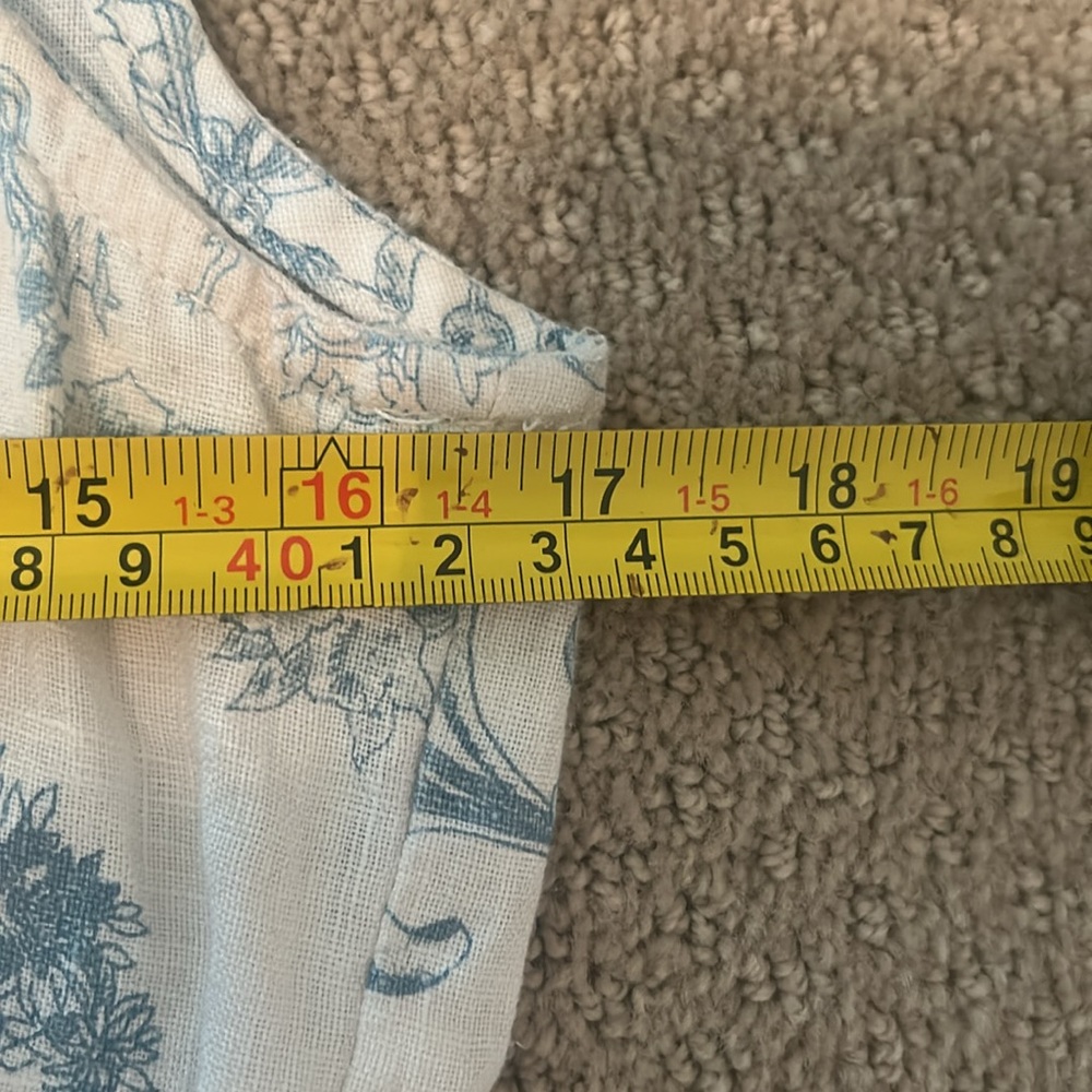 Vintage 1990s Linen Match Blue and White Dress Size 6P. - Picture 10 of 11